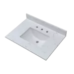 Montary 31"x 22" bathroom stone vanity top carrara jade engineered marble color with undermount ceramic sink and 3 faucet hole with backsplash