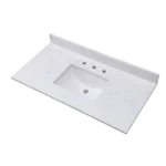 Montary 43"x 22" bathroom stone vanity top carrara jade  engineered marble color with undermount ceramic sink and 3 faucet hole with backsplash