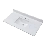 Montary 43"x 22" bathroom stone vanity top carrara jade  engineered marble color with undermount ceramic sink and 3 faucet hole with backsplash