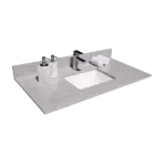Montary 43 inches bathroom stone vanity top calacatta gray engineered marble color with undermount ceramic sink and single faucet hole with backsplash
