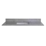 Montary 43 inches bathroom stone vanity top calacatta gray engineered marble color with undermount ceramic sink and 3 faucet hole with backsplash