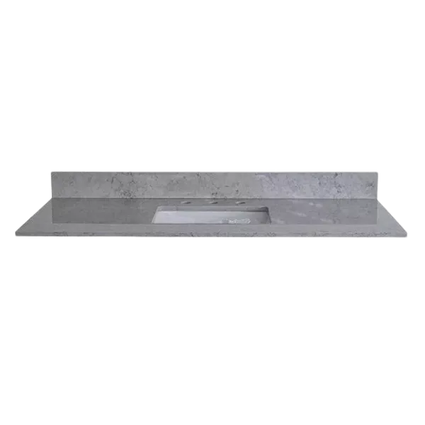 Montary 43 inches bathroom stone vanity top calacatta gray engineered marble color with undermount ceramic sink and 3 faucet hole with backsplash
