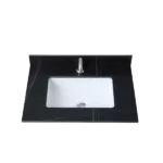 Montary 31inch sintered stone  bathroom vanity top  black gold color with undermount ceramic sink and single faucet hole with backsplash