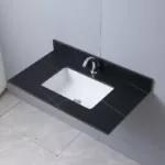 Montary 37inch bathroom stone vanity top black gold color with undermount ceramic sink and  single  faucet hole with backsplash