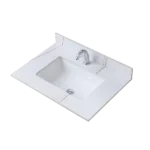 Montary 31inch   sintered stone  bathroom vanity top White gold color with undermount ceramic sink and single faucet hole with backsplash