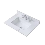 Montary 31inch bathroom stone vanity topWhite gold color with undermount ceramic sink and three faucet hole with backsplash