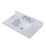 Montary 37inch bathroom vanity top stone white gold new style tops with rectangle undermount ceramic sink and three faucet hole
