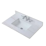 Montary 37inch bathroom vanity top stone white gold new style tops with rectangle undermount ceramic sink and three faucet hole