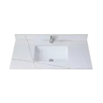 Montary 43inch bathroom vanity top stone  White  gold new style tops with rectangle undermount ceramic sink and single faucet hole