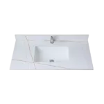 Montary 43inch bathroom vanity top stone  White  gold new style tops with rectangle undermount ceramic sink and single faucet hole