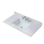 Montary 43inch bathroom vanity top stone carrara gold new style tops with rectangle undermount ceramic sink and  three faucet hole