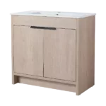 36 Inch Freestanding Bathroom Vanity with White Ceramic Sink & 2 Soft-Close Cabinet Doors