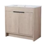 36 Inch Freestanding Bathroom Vanity with White Ceramic Sink & 2 Soft-Close Cabinet Doors