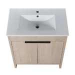30 Inch Freestanding Bathroom Vanity with White Ceramic Sink & 2 Soft-Close Cabinet Doors