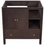 30" Bathroom Vanity Base Only, Solid Wood Frame, Bathroom Storage Cabinet with Doors and Drawers, Brown
