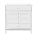 30" Bathroom Vanity Base without Sink, Bathroom Cabinet with Two Doors and One Drawer, White