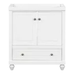 30" Bathroom Vanity without Sink, Base Only, Cabinet with Doors and Drawer, Solid Frame and MDF Board, White