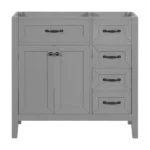36" Bathroom Vanity without Sink, Cabinet Base Only, Bathroom Cabinet with Drawers, Solid Frame and MDF Board, Grey