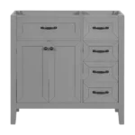 36" Bathroom Vanity without Sink, Cabinet Base Only, Bathroom Cabinet with Drawers, Solid Frame and MDF Board, Grey