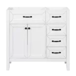 36" Bathroom Vanity without Sink, Cabinet Base Only, Bathroom Cabinet with Drawers, Solid Frame and MDF Board, White