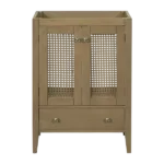 24" Bathroom Vanity without Sink, Base Only, Rattan Cabinet with Doors and Drawer, Solid Frame and MDF Board, Natural