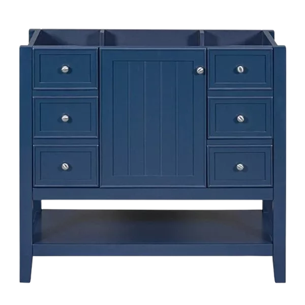36" Bathroom Vanity without Sink, Cabinet Base Only, One Cabinet and three Drawers, Blue