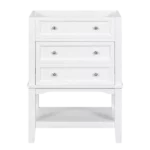 24" Bathroom Vanity Without Sink, Base Only, Solid Wood Frame, Bathroom Storage Cabinet with Drawer and Open Shelf, White