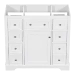 36" Bathroom Vanity without Sink, Cabinet Base Only, One Cabinet and Six Drawers, White