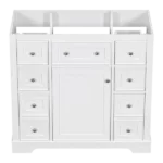 36" Bathroom Vanity without Sink, Cabinet Base Only, One Cabinet and Six Drawers, White