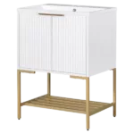 24 in. W x 18 in. D x 34 in. H Single Sink Freestanding Vanity in White Color with White Ceramic Top
