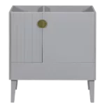 24" Bathroom Vanity Base Only, Solid Wood Frame, Bathroom Storage Cabinet with Doors and Open Shelf, Grey