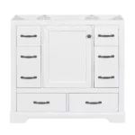 36" Bathroom Vanity without Sink, Cabinet Base Only, Six Drawers, Multi-Functional Drawer Divider, Adjustable Shelf, White