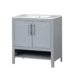 30" Bathroom Vanity with Sink, Multi-functional Bathroom Cabinet with Doors and Drawers, Solid Frame and MDF Board, Grey