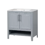30" Bathroom Vanity with Sink, Multi-functional Bathroom Cabinet with Doors and Drawers, Solid Frame and MDF Board, Grey
