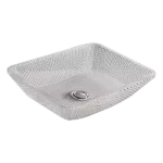 Grey Round Glass Bathroom Vessel Sink with Stylish Design