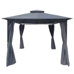 10 ft. Length x10 ft. Width Outdoor Patio Garden Gazebo Tent, Outdoor Shading, Gazebo Canopy With Curtains in Gray Color