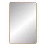 24 in. W x 32 in. H Gold Rounded Corner Aluminum Frame Bathroom Mirror, Wall Vanity Mirror