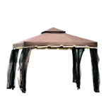 Brown Outdoor Patio Gazebo Canopy Tent  With Double Vented Roof